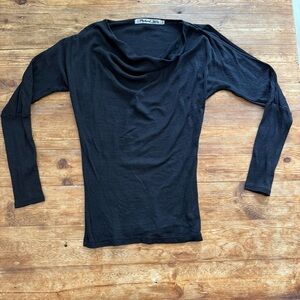 Michael Stars Black Long Cutout Sleeve Cowl Draped Neckline Top Women's‎ S/M EUC